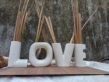Pottery White Ceramic  Flower Vases Set of 4 pcs LOVE Shaped Pampas Grass Home D