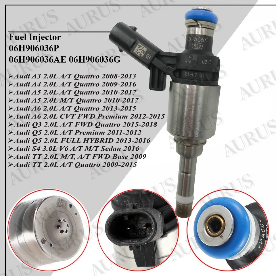 4 inyectores de combustible Bosch OEM para Audi A5 2010 2011 2012 2,0 L 06H906036P 06H906036E Foto 3 de 4