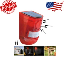 Solar Sound & Light Alarm Motion Camp Safe Flash Warning Strobe For Farm Villa