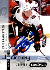Erik Brannstrom Signed 2019-20 Upper Deck Rookie Synergy card Ottawa Senatos. rookie card picture