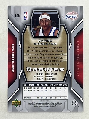 James Singleton 2005-06 SPx RC /1499 #106 NBA Los Angeles Clippers