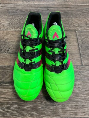 ADIDAS ACE 16.1 FG green soccer cleats boots LEATHER AF5099 uk10,5