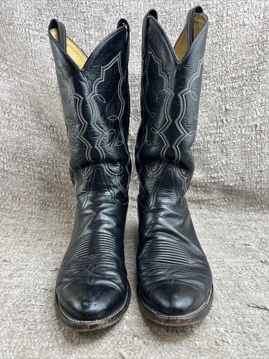 【vintage】Tony Lama Western Boots 刺繍 黒 Tony Lama Black Blue Y2060 Leather Embroidered Western