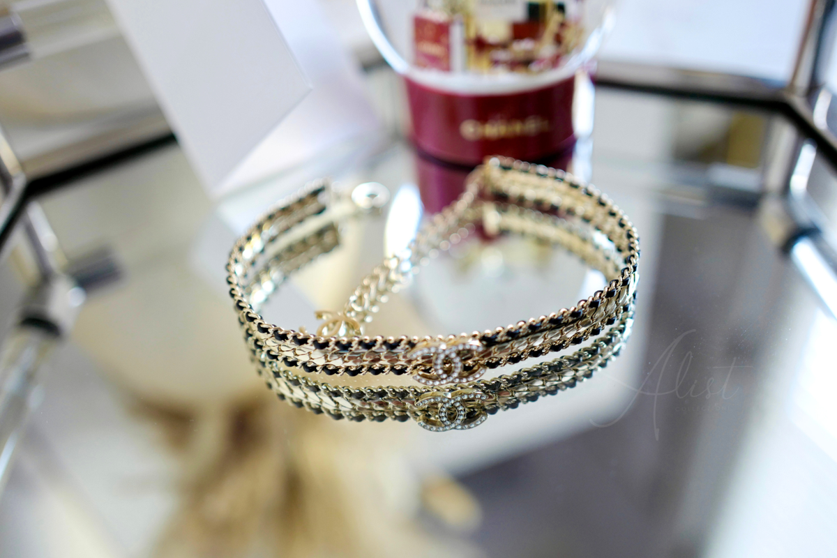 CHANEL クリスタルロゴ チョーカー CHOKER Gold Black NEW Chanel Fall/Winter 2024/25 Collection Black/Gold Choker