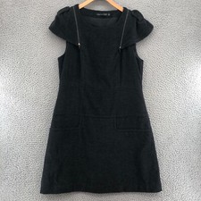 Morine Comte Marant Dress Women 5 Black Sheath Wool Fleece Zip Off Collar Detail