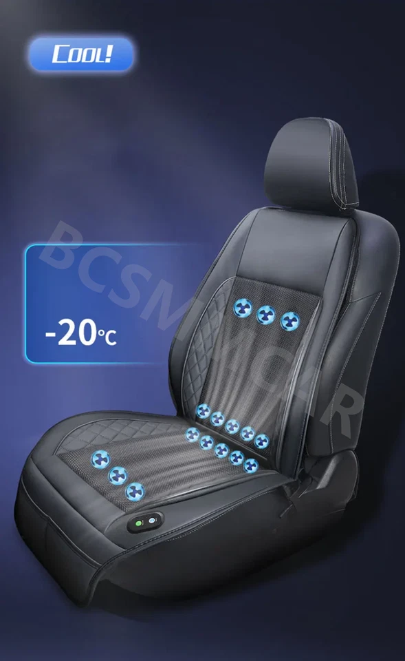 Almohadilla de enfriamiento para automóvil SUV 16 ventiladores cojín de asiento de aire cojín de cubierta de asiento de automóvil 12 V negro Foto 4 de 4