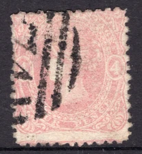 c. 1860 VIC 4d Red QV Beaded Ovals Victoria Australia Used           REF: QVB096