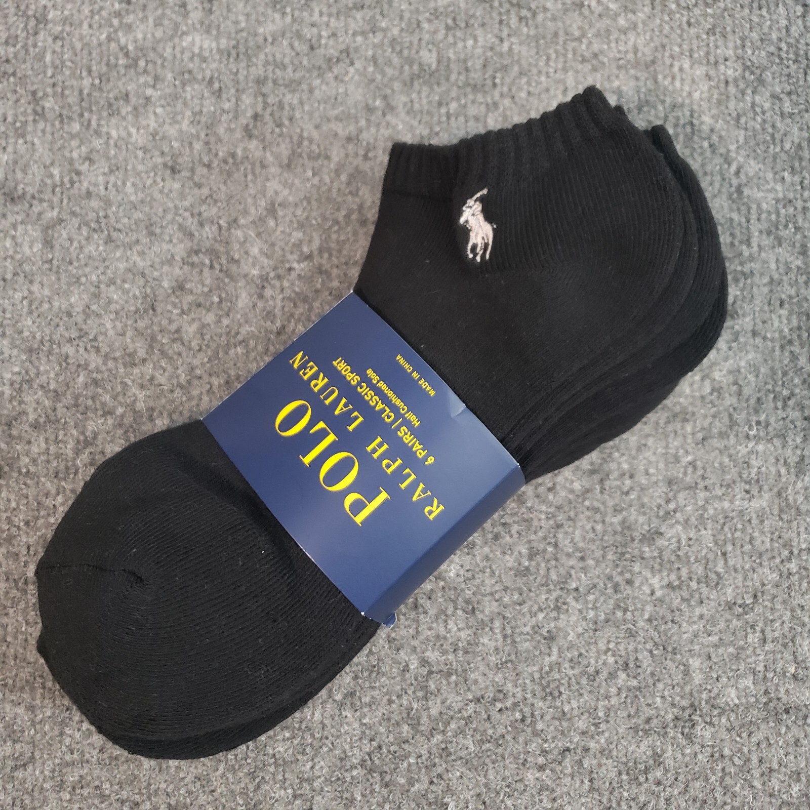 polo calzini ralph lauren sei paia sport classici nero pony grigio