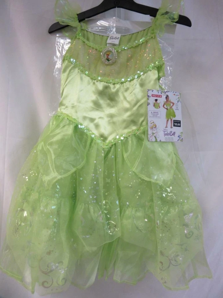 Tinkerbell Deluxe Niño Disfraz Halloween Vestido Verde con Alas Pequeño (4-6x) Foto 2 de 4