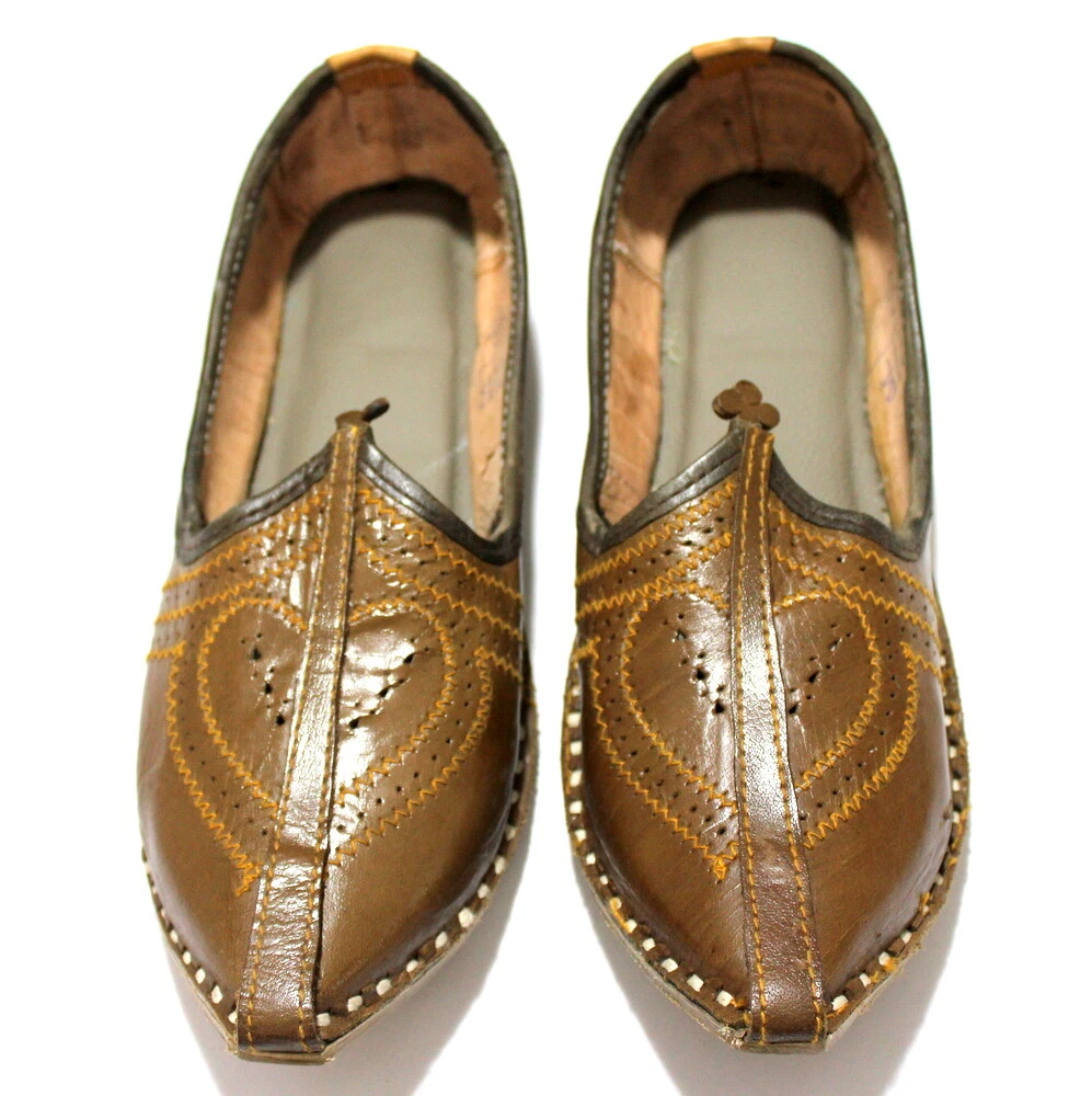 Men's Brown Jutti Leather Handmade Traditional Punjabi US Style