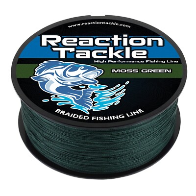 Reaction Tackle Braided Fishing Line / Braid - Moss Green 4 and 8 Strands
