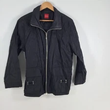 Olsen womens jacket size 14 black full zip solid 028631