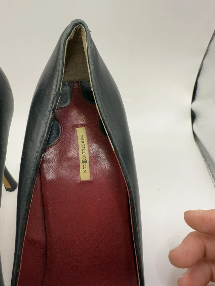 Zapatos de tacón alto MAX STUDIO con punta redonda negros talla 8 M de cuero sin cordones Foto 3 de 4