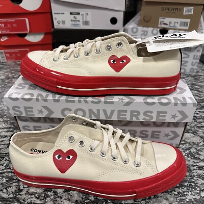 Converse Chuck  70 Ox x Comme des Garcons CDG PLAY Pristine/Red/Egret A01796C