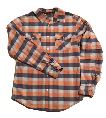 Mossimo Supply Co Men s Small Western Pearl Snap Long Roll Tab Sleeve Button Up
