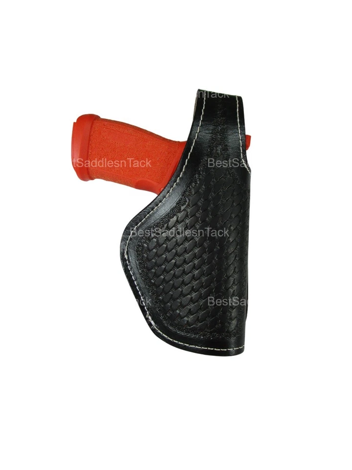 Leather Holster SIG 365 Fuse Basket Weave Tooled Thumb Retention 3 Way Carry OWB - Image 2 of 4