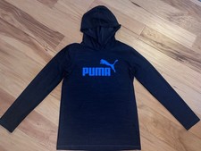 PUMA BOYS BLACK HOODED LONG SLEEVE ATHLETIC SHIRT SIZE 14-16 EXCELLENT COND LD9