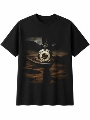 Double Exposure Pocket Watch Torn Vintage Mens T-Shirt Black 100% Cotton Books