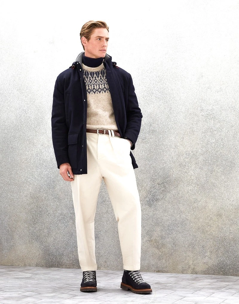 Brunello Cucinelli — BRUNELLO CUCINELLI Navy Cashmere Thermore Padded Parka Jacket Coat 48 Euro Small