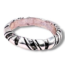 925 Sterling Silver Oxidized Twisted Ribbed Band 4.5 mm Width Ring Size 7.5