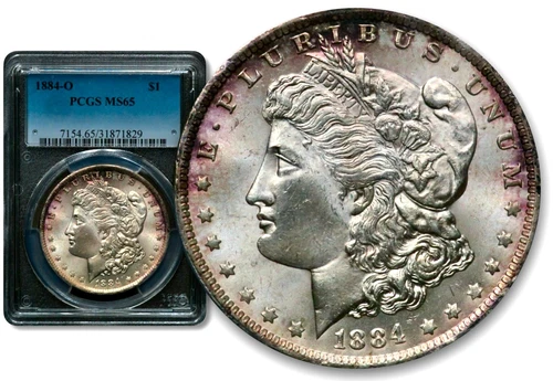 1884-O $1 Morgan Silver Dollar - PCGS MS65 - Purple Album Toning  C1018