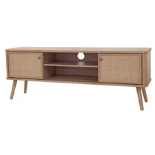 New Pacific Direct Thelma KD 59.5" Rattan TV Stand in Natural Oak