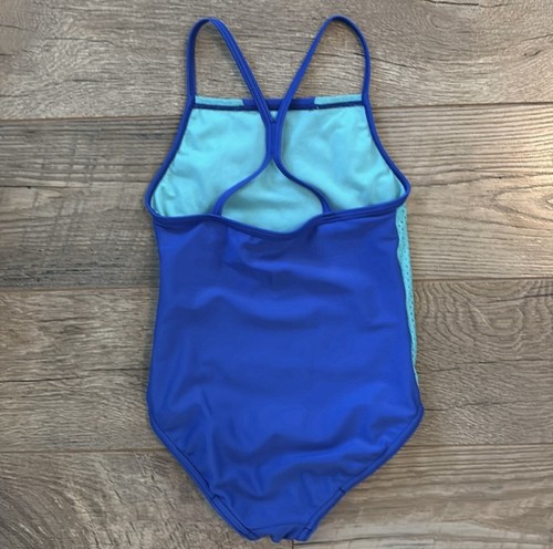 Speedo Girls Size 7 Blue Aqua One Piece Swimsuit - Picture 2 of 6