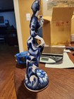Gzhel Porcelain folk Girl holding flower Figurine handmade & painted souvenir — photo 3
