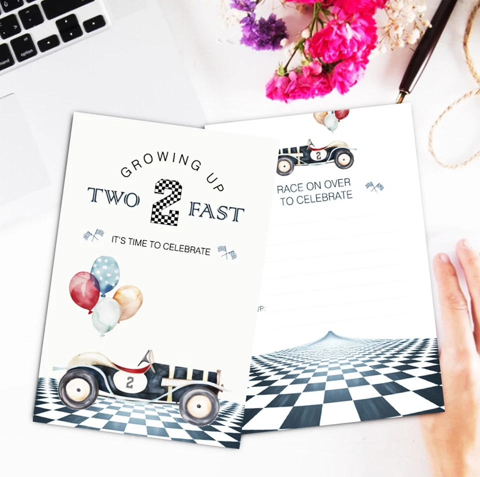 Juego de 30 Invitaciones de Fiesta de 2º Cumpleaños "Dos Rápidos" con Sobres para Niños Foto 4 de 4