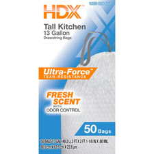 13 Gal. White Fresh Scent Drawstring Trash Bags with 10 PCR 50-Count