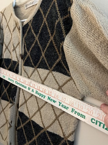 Autumn Argyle Printed Knitted Cardigan Women V-neck Sweater Cardigan Large - Picture 9 of 10