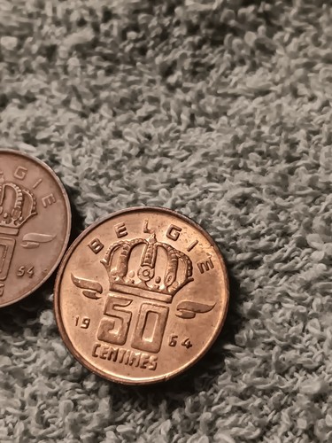 2 Belgium 50 Centimes 1954 & 1964 Belgian Bronze Coins - Picture 3 of 21