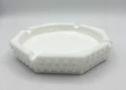 Vintage Fenton Hobnail White Milk Glass Octagonal Ashtray Trinket Dish Large 7"