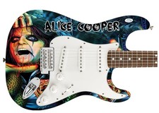 Alice Cooper Signed Skull Snakes Photo Graphics Strat Guitar ACOA