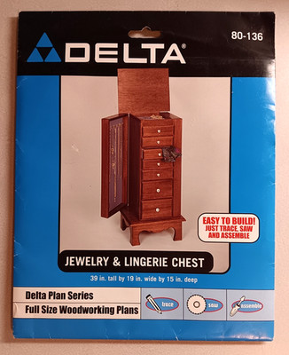 DELTA PLAN SERIES JEWELRY & LINGERIE CHEST 80-136 FULL SIZE WOODWORKING PLANS