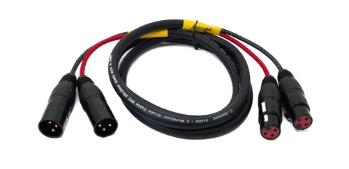 Audio Kabel 150 cm XLR 3 polig 2x Stecker zu 2x Buchse AUX Adapter in Schwarz