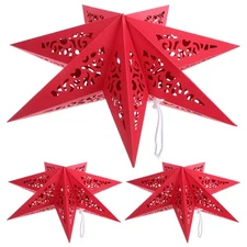 3 Pcs Christmas Star Origami Lamp Paper Lampshade Holiday Decorations