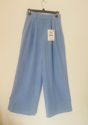 Damen Mädchen Stradivarius Hose Sommerhose weit breit Relax Gr. 34 hellblau NEU