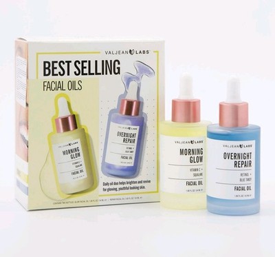 Valjean Labs Morning Glow & Overnight Repair Facial Oils Set 2x 54ml BNIB