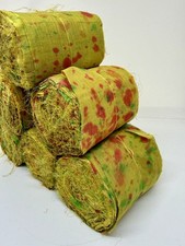 Sari Silk Ribbon Fabric Rolls. Hand Painted Silk. Moss lit green.