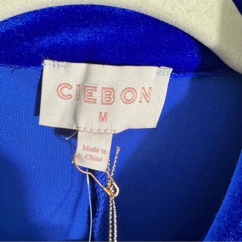 Ciebon Amira Oversized Button Down Velvet Velour Royal Flue Blue Blouse Medium - Picture 8 of 12