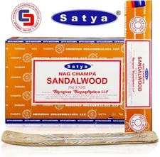 Satya Sandalwood Incense Sticks 180 gm (15GM X 12 Pack) from Sai Baba... 
