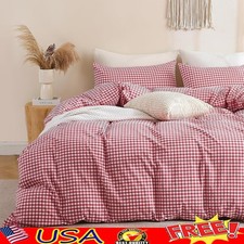 Breathable Washed Cotton Checkered Bedding Set Ultra Soft Durable Rustic Charm