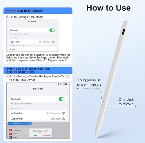 Stylus Pen for iPad (2018-2025), USB-C Fast Charging Pencil, Pixel-Perfect Tilt - Picture 8 of 8