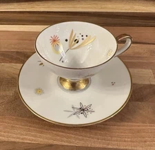Eberthal Bavaria West Germany Bone China Cup and Saucer Set 2874 MCM Vintage