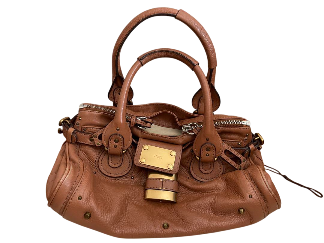 Chloé Paddington Camel Leather Padlock Tote Vintage Pre-Owned from Japan