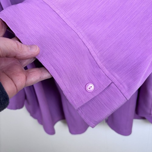 Maggie Barnes Shirt Women 32W Button Front Lilac Purple 3/4 Roll Tab Sleeve - Picture 5 of 9