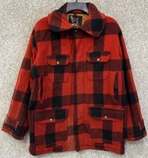 Vintage Woolrich 505 FLAWS Mens Wool Plaid Hunting Field Coat Jacket Size 40 USA