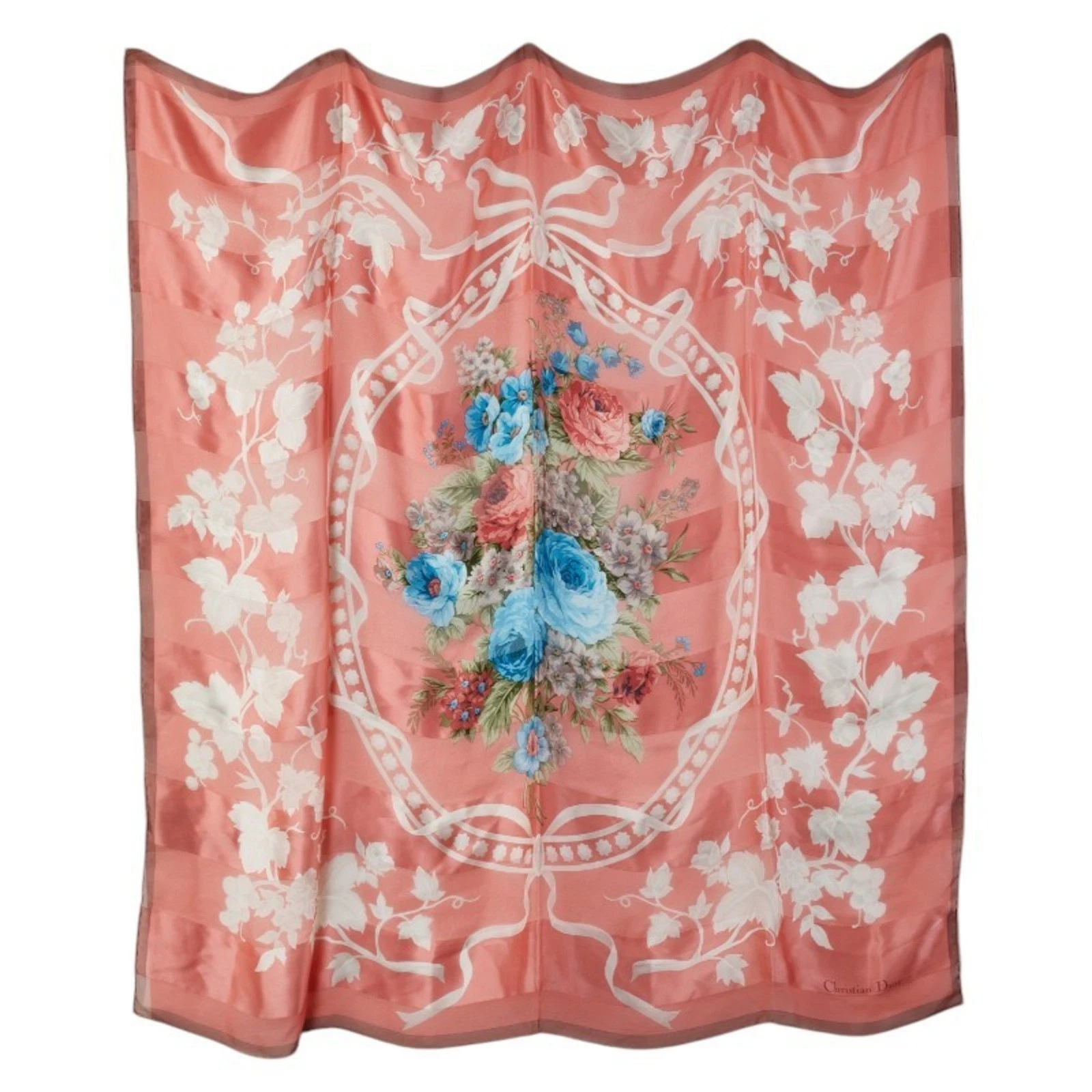 Christian Dior Dior foulard fleur silencieux rose marron soie femme GZl180to