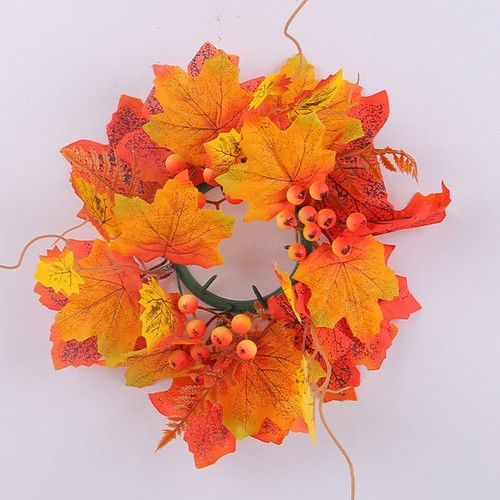 Reusable Maple Leaf Rose Candle Ring Mini Autumn Wreath Home Decoration - Picture 7 of 10
